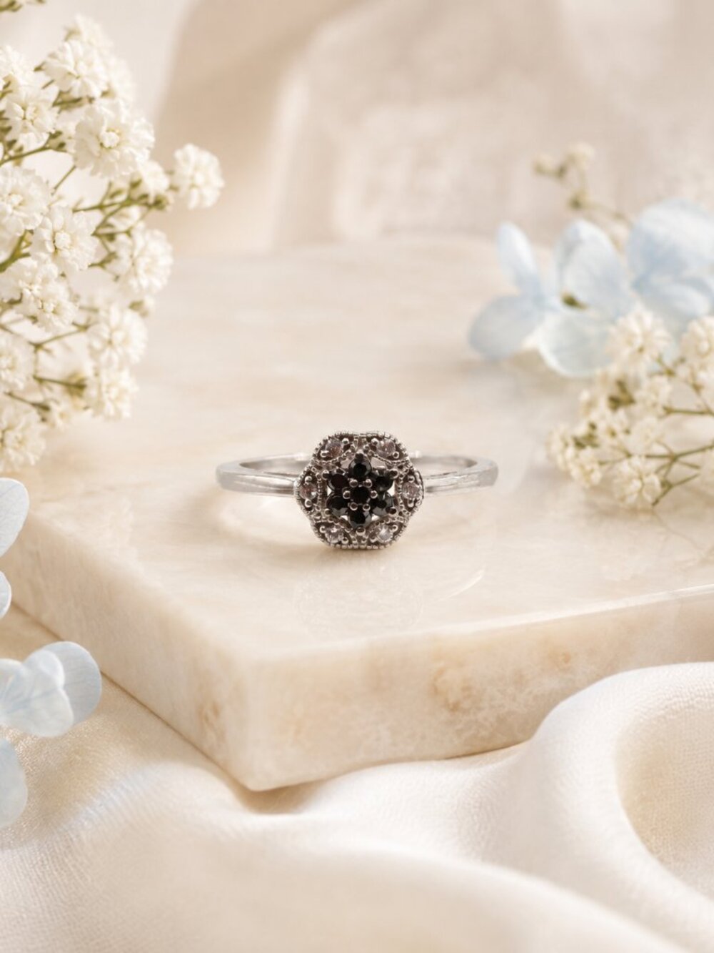 Silver Night Bloom Ring